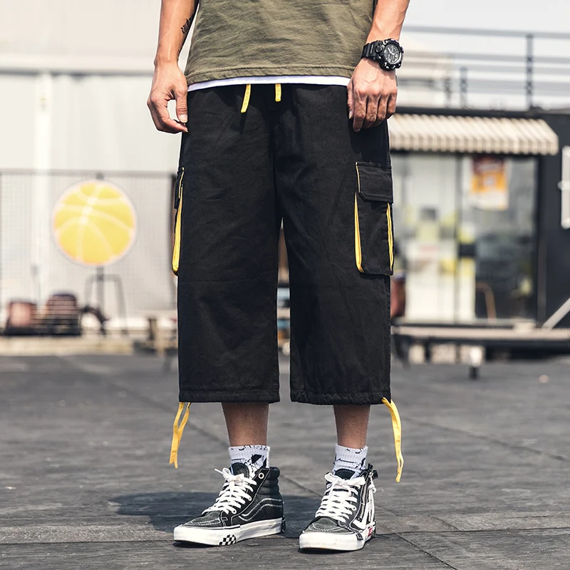 Hip Hop Men Baggy Cargo Pants Calf Length Harem Pants Army Trousers Men Casual Loose Overalls Pants