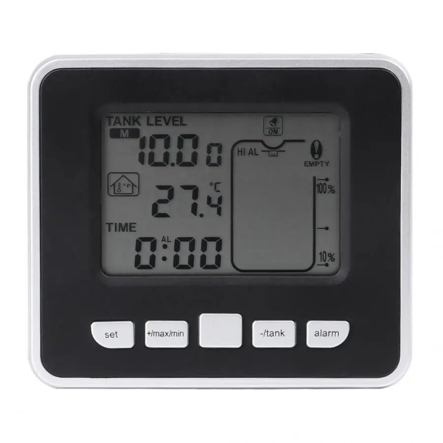Digital Level 100M Wireless Ultrasonic Water Level Meter Sensor W/Transmitter Time Alarm Vein Finder
