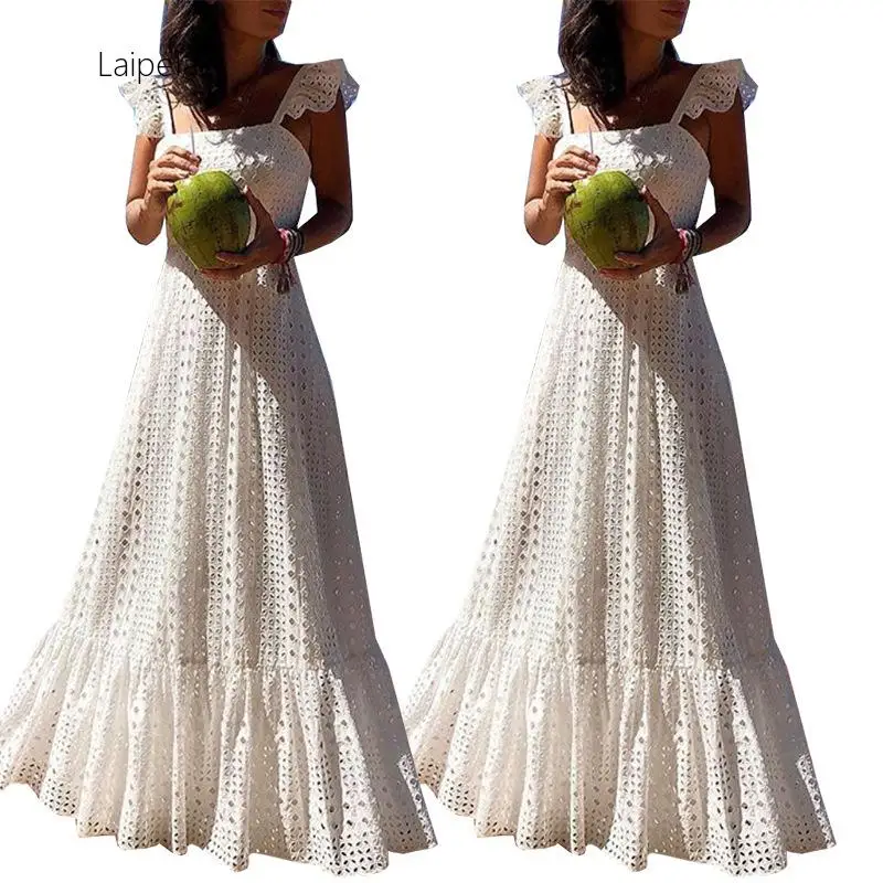 bohemian white lace dress