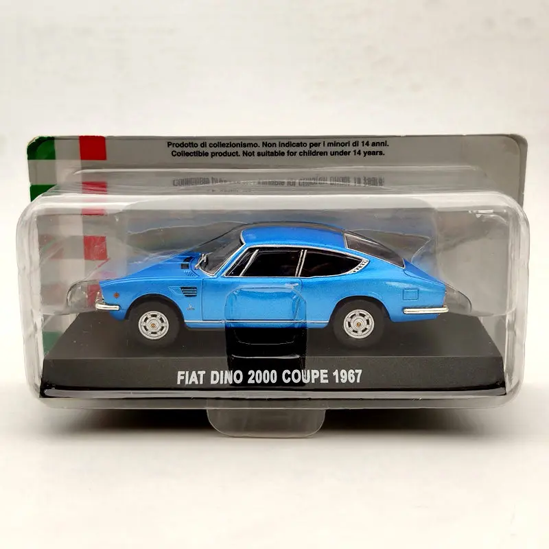 FIAT DINO 2000 COUPE CAR MODEL 1:43 SIZE BLUE DISPLAY CASE 1967 NOREV SPORTS T