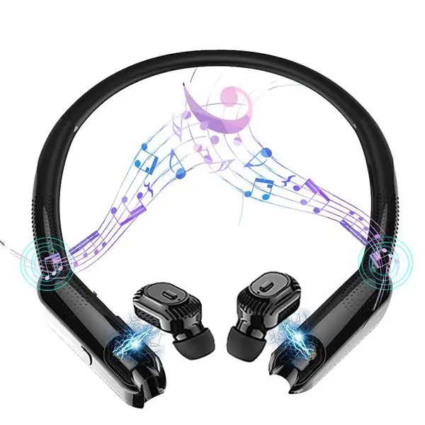 XG10 TWS висячая Шея IPX5 Водонепроницаемый Bluetooth 5,0 стерео Спортивная гарнитура беспроводные наушники-вкладыши музыкальные принадлежности - Цвет: black