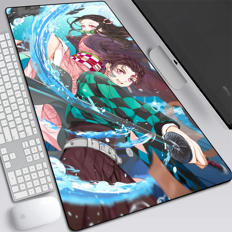 Anime Demon Slayer Kimetsu No Yaiba Large Gaming Mouse Pad Computer Gamer Lock Edge Pad Desk Keyboard Xxl