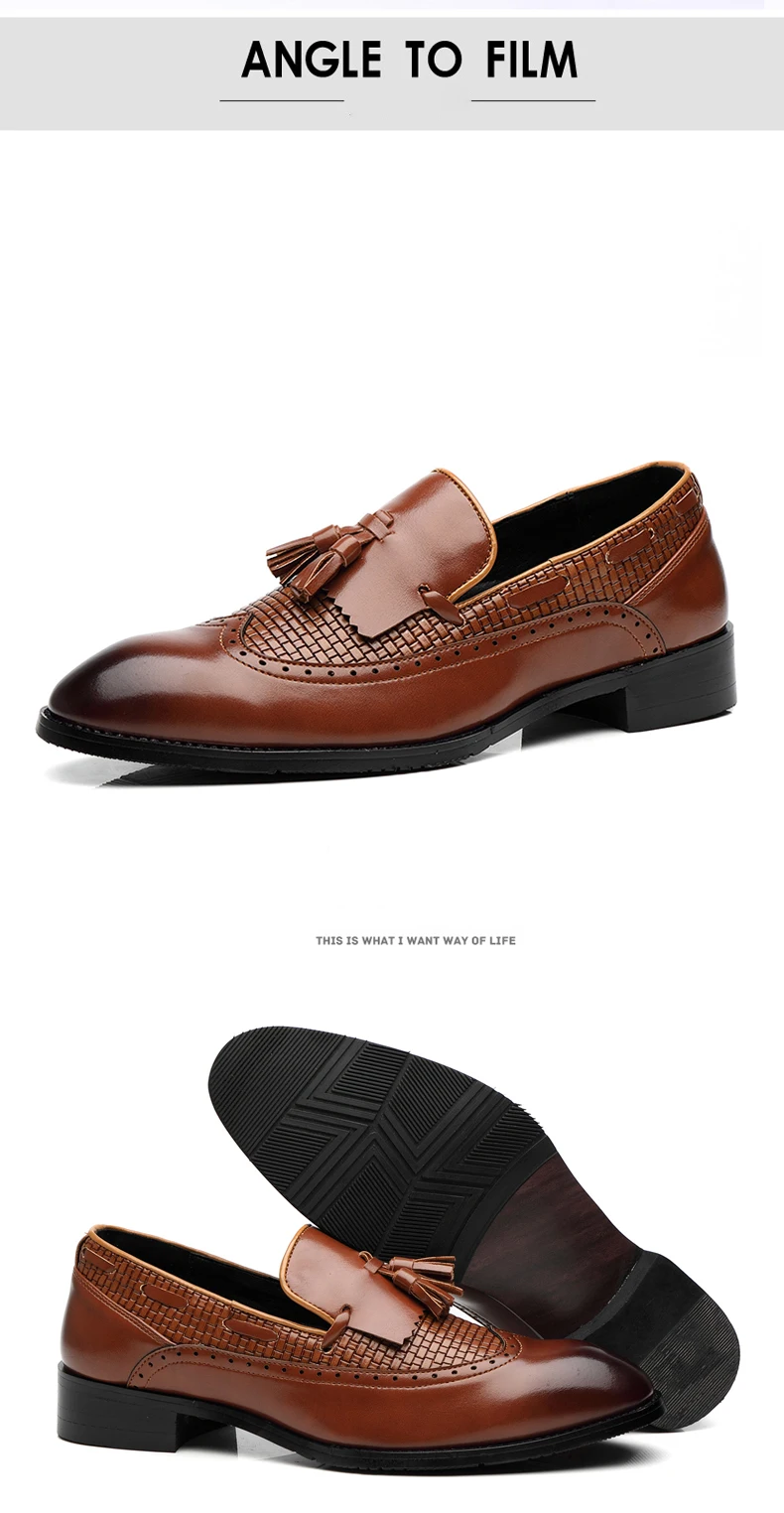 Misalwa Quarter Brogue/Мужские модельные туфли в британском стиле; мужские свадебные строгие кожаные туфли с кисточками; вечерние мокасины для джентльмена; большие размеры 37-48