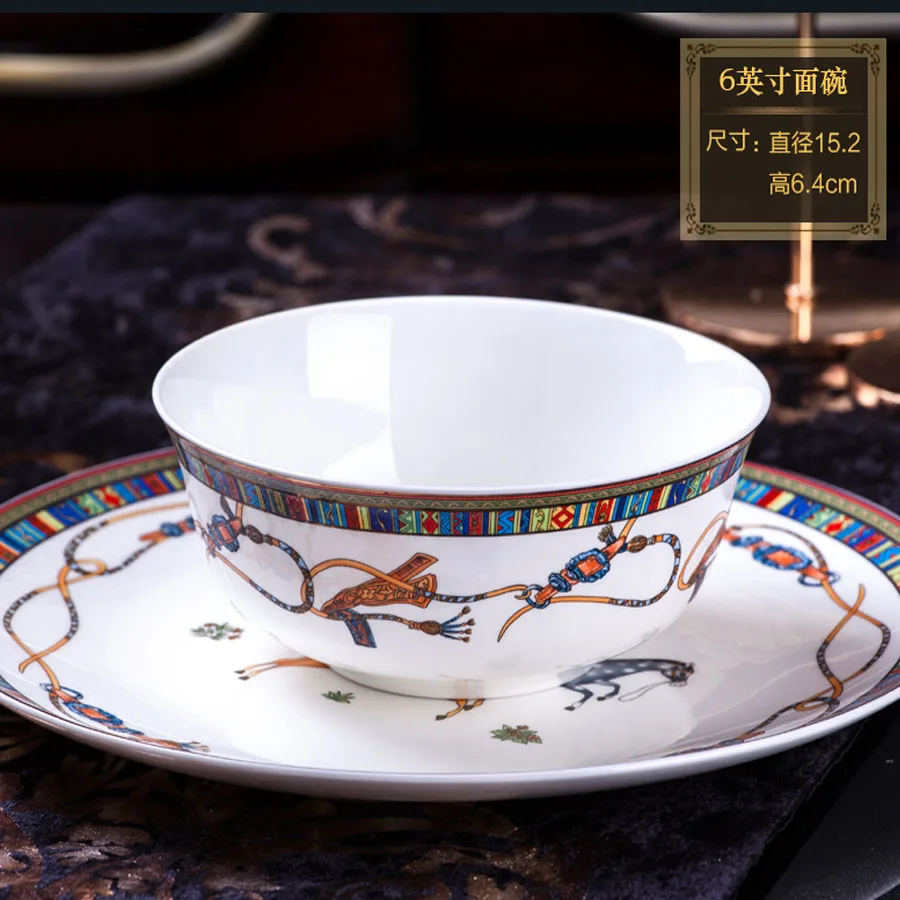 60 Heads Bone china tableware ceramics Dinner Dish chinese dishes Rice Salad Noodles Bowl taste dish rice bowl Dinnerware Sets