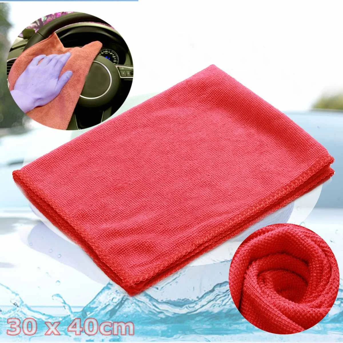 10X 30x40 CM Car Wash Microfiber Towel Soft Cleaning Drying Cloth Detailing Car Wash Towel Care Polishing for Skoda - Цвет: Красный