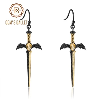 

GEM'S BALLET 0.76Ct Natural Citrine Earrings 925 Sterling Silver Vintage Bat's Wing Sword Drop Earrings for Women Fine Jewelry