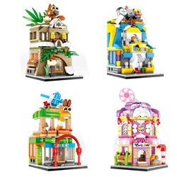 Sembo – blocs de construction miniatures pour enfants, jeu vidéo, magasin de bonbons, ville, vue sur la rue 