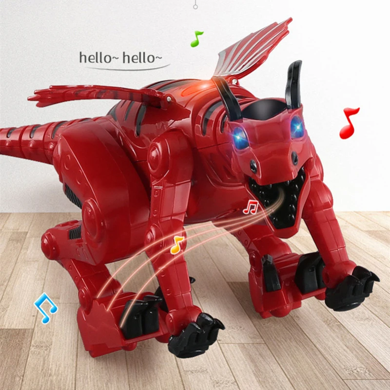 Walking Electric Dinosaur Cool Lights Dynamic Music Singing S-Shaped Bionic Wings Tail Swing Tyrannosaurus Rex Animal Dinosaur 3