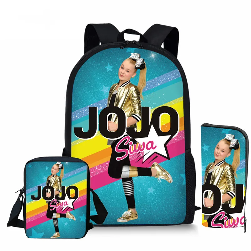 as pictures ThiKin 3 шт./компл. школьная сумка комплект суперзвезда JOJO Siwa Девушка Рюкзак Школьные сумки для подростков мальчиков студентов школьная сумка Back - Цвет: as pictures