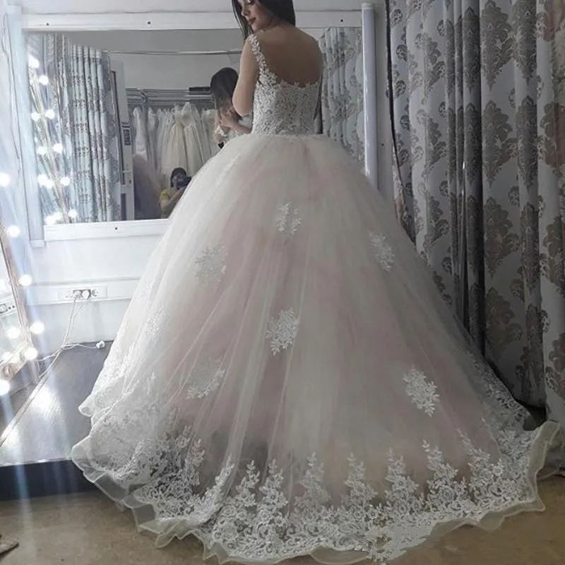 Vestido de noiva кружевное бальное платье с аппликацией, свадебные платья с 3/4 рукавами, шлейф размера плюс, свадебное платье, свадебные платья