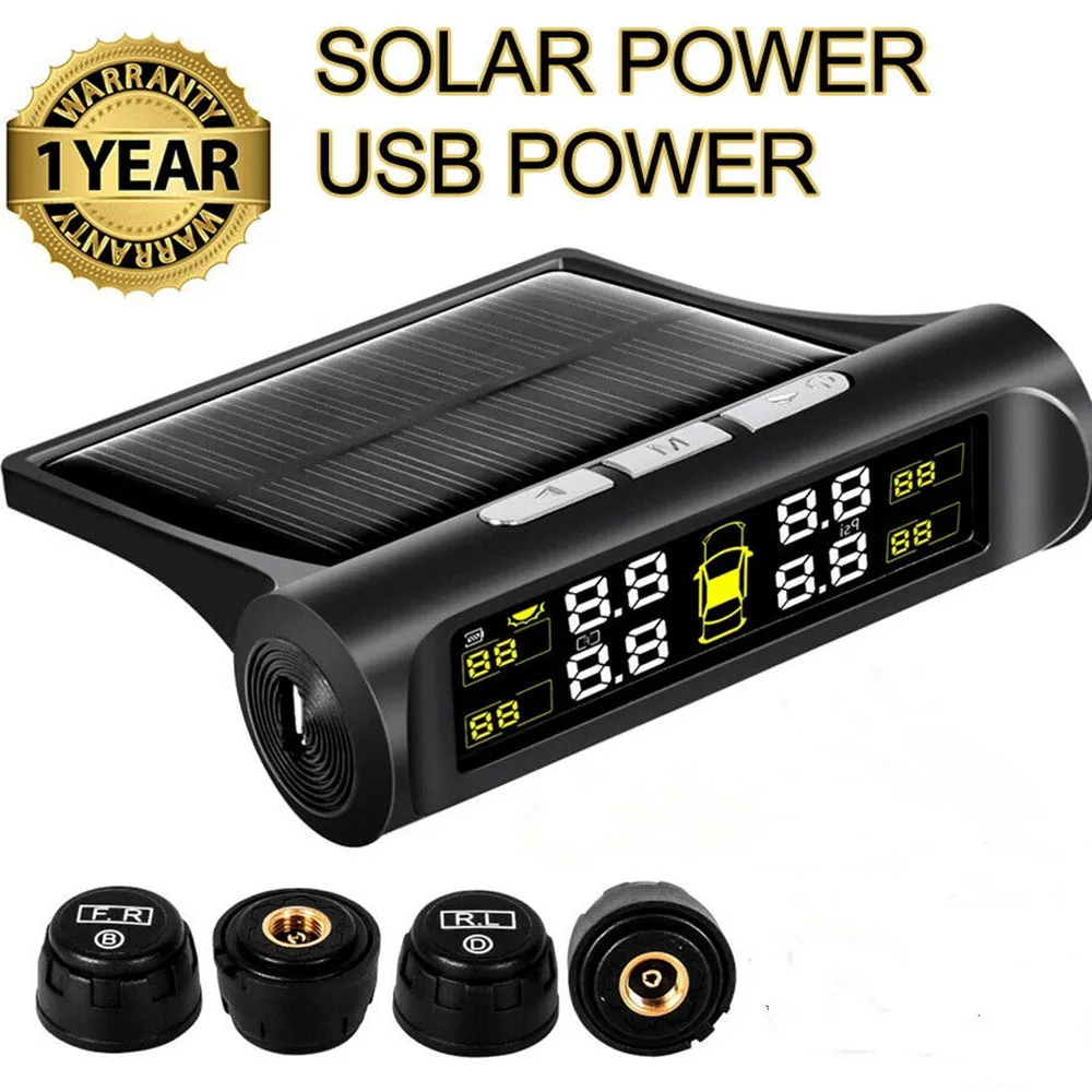 

Smart Car TPMS Tyre Pressure Monitoring System Solar Power Digital LCD Display Auto Security Alarm Systems Tyre Pressure