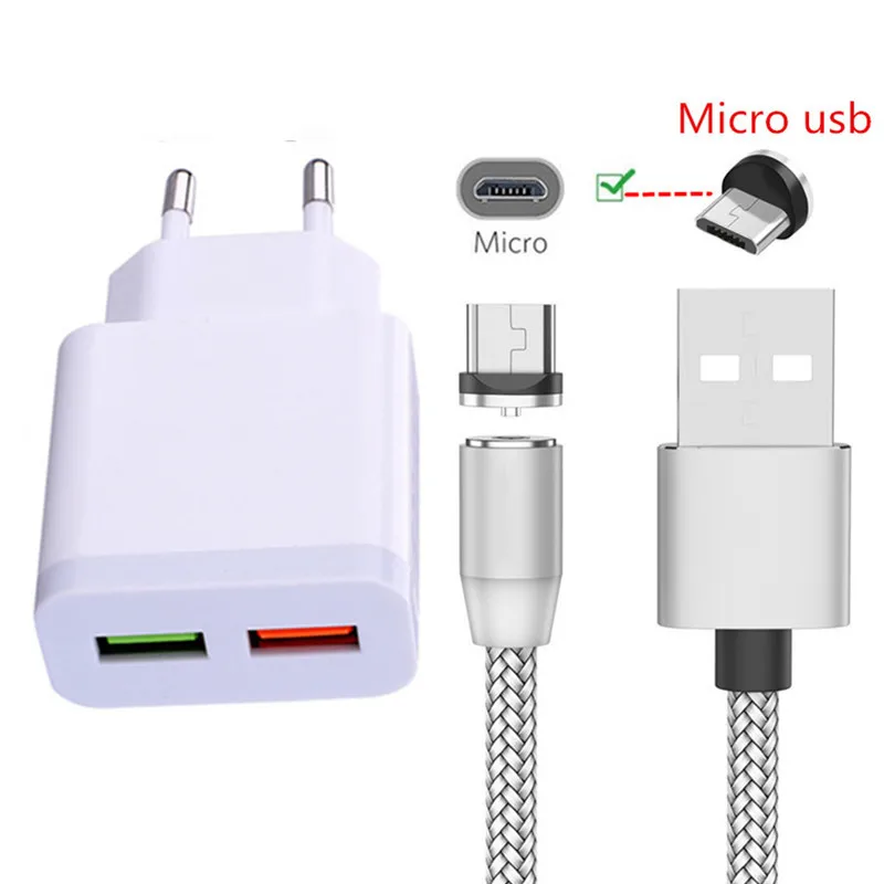 Charger and 1M Cable Для samsung galaxy A10 A7 A6 A5 A3 J4 huawei Honor 8x 7a Redmi 5 Note 6 Realme 3 Pro Магнитный usb-кабель для зарядного устройства type C - Тип штекера: Charger and 1M Cable