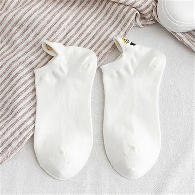 White 01 Harakuju women cute cartoon individuality short socks unisex funny hipster Christmas Halloween gift socks - Цвет: White 01
