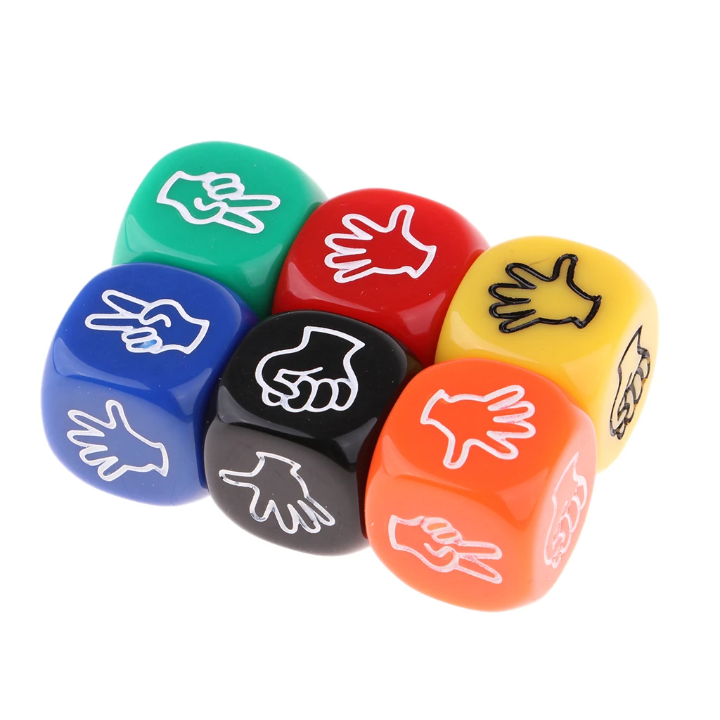 60 Pieces Stone Paper Scissors Dice Six Sided Multicolor Dice for Kids Games