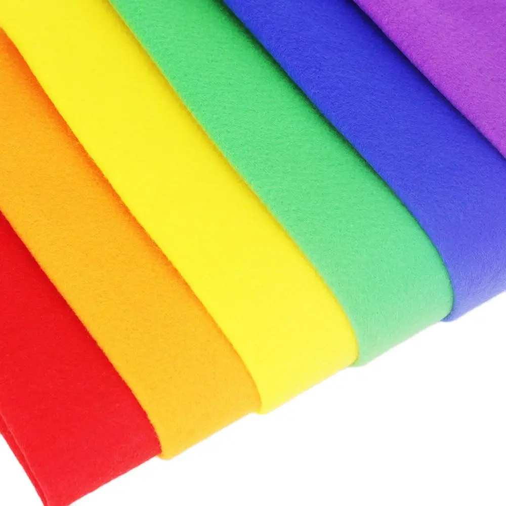Rainbow Soft Felt Fabric For Needlework DIY Sewing Dolls Crafts / Handmade Material / Polyester Cloth 6 Pcs/Lot 45cmx55cm