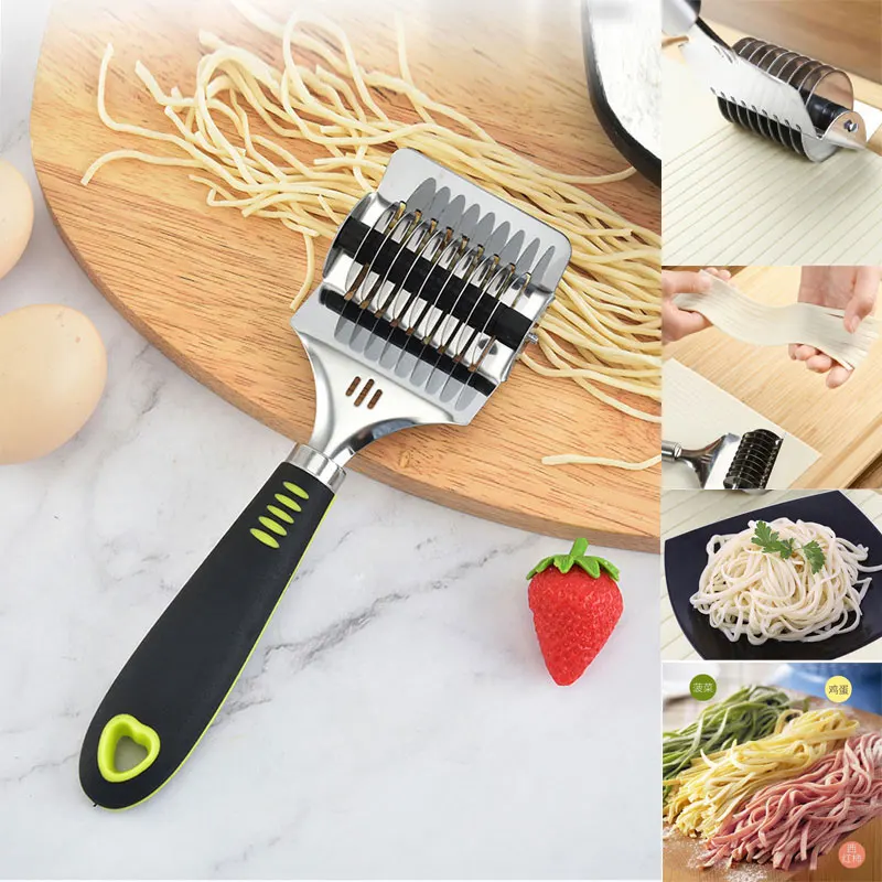 Manual Stainless Steel Noodle Cutter Noodles Maker Knife Pressing Machine Dough Shallot Garlic Roller Cutting for Kitchen Tools