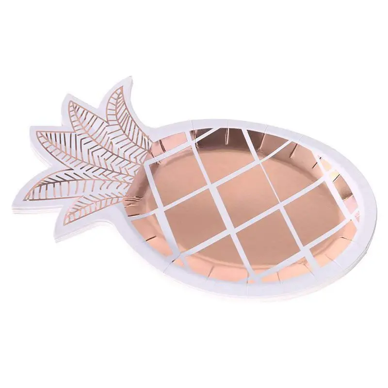 

8pcs Disposable Tableware Party Paper Plates Pineapple Birthday Party Supplies