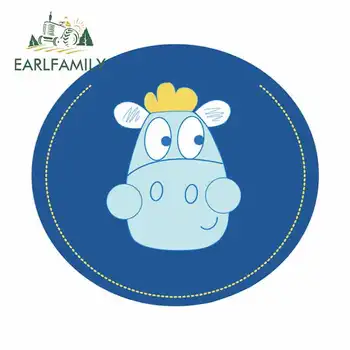 

EARLFAMILY 13cm x 11.9cm For Cartoon Hippopotamus Personality Creative Car Stickers Interesting Pattern Decal Body For Car