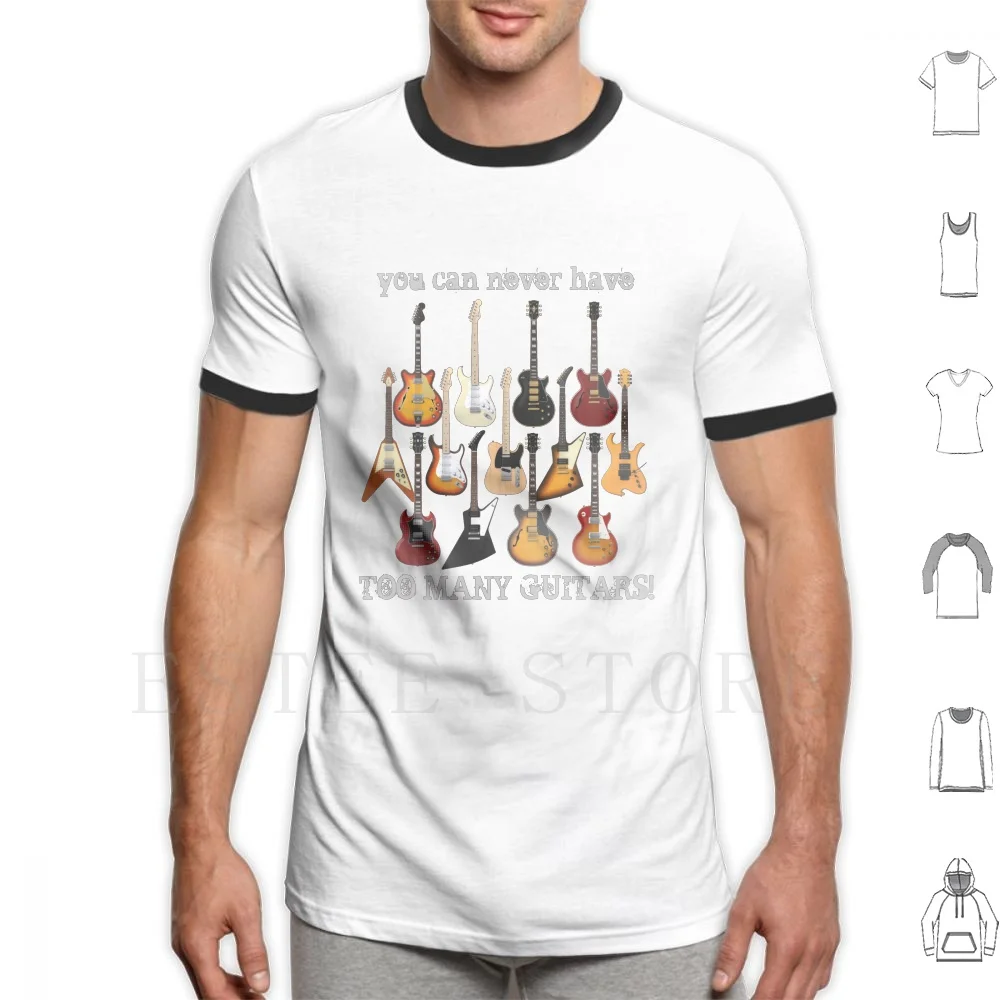 Molte Chitarre! Maglietta Cotone Uomo Stampa Fai Da Te Molte Chitarre Elettrico Stratocaster Telecaster Explorer Flying V Hollow Bc