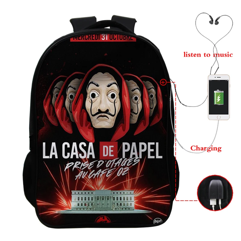 Sac a Dos Money Heist рюкзак для женщин и мужчин La Casa De Papel Mochila Hombre Bookbag дорожные школьные
