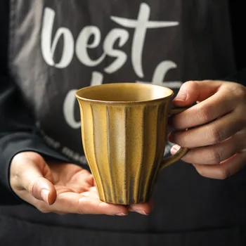 

250ml Japanese Retro Striped Mug Stoneware Coffee Cup Tea Cup Simple Couple Water Cup Milk Cup color changing cups