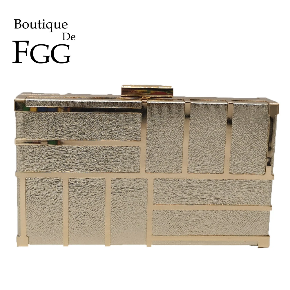 

Boutique De FGG Fashion Women Day Metal Clutches Bag Chain Crossbody Shoulder Handbags Evening Party Dinner Clutch Purse