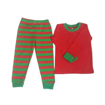 

Comfortable Christmas Pajamas Autumn Winter Mother Father Daughter Son leisure wears Red&Green Striped Family Clothes Sets 2017