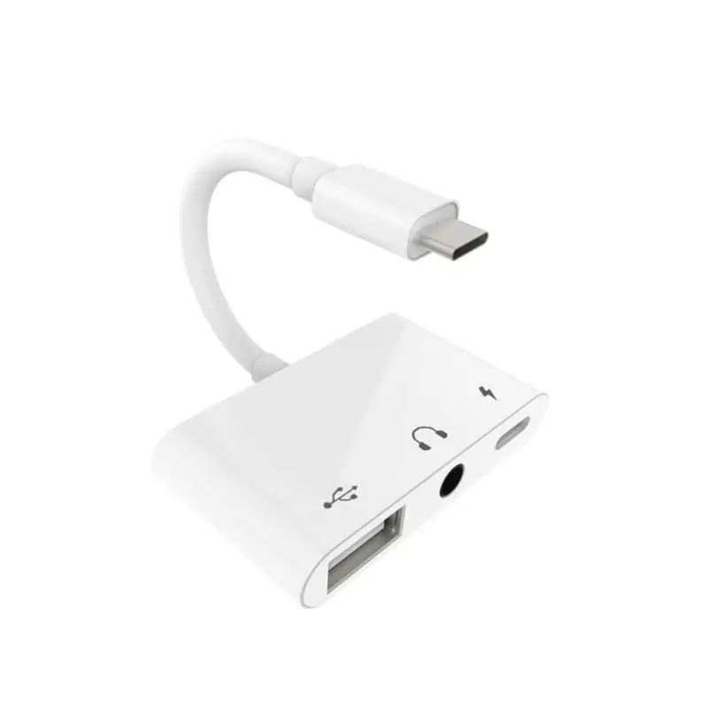3-в-1 Тип с разъемами типа C и USB 3,5 мм USB-C цифровой аудио кабель двойная Быстрая зарядка мобильного телефона шнур - Цвет: W