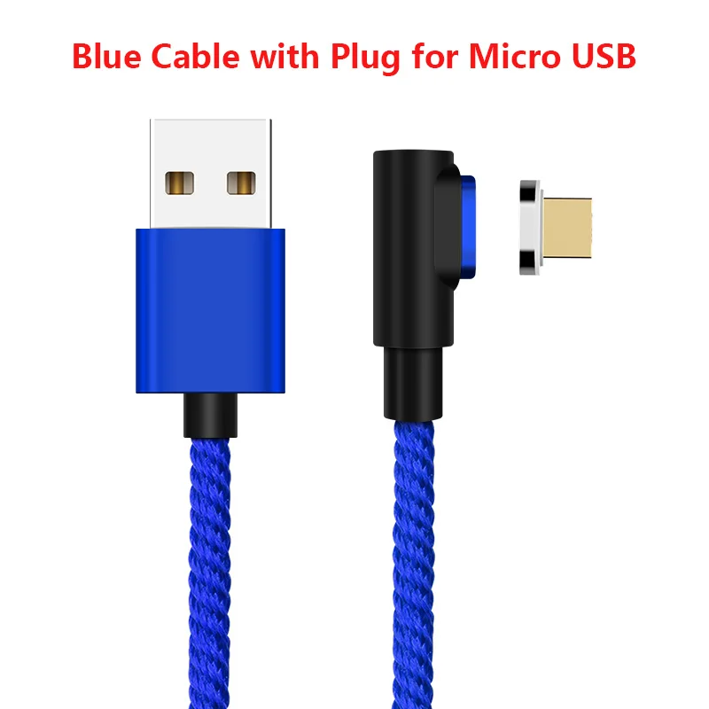 Магнитный кабель 3A быстрое зарядное устройство Micro usb type C зарядное устройство для iPhone XS Max samsung Зарядка 90 градусов магнит шнур для телефона Android - Цвет: With plug Micro USB