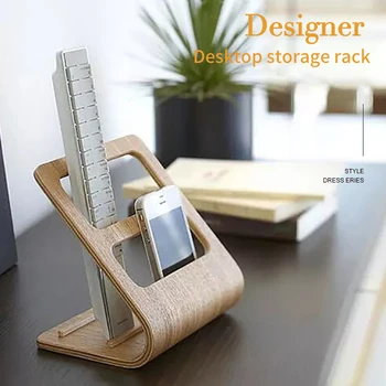 

Storage Holder Home Office Bedroom Two Compartments Desktop Organizer Remote Control Household Simplicity Solid Display Stand
