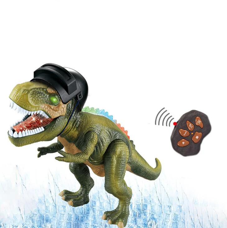 Игрушечный динозавр с дистанционным управлением, детские электрические животные с большим ртом, тираннозавр рекс со звуковыми фонариками, игрушки динозавров - Цвет: Белый