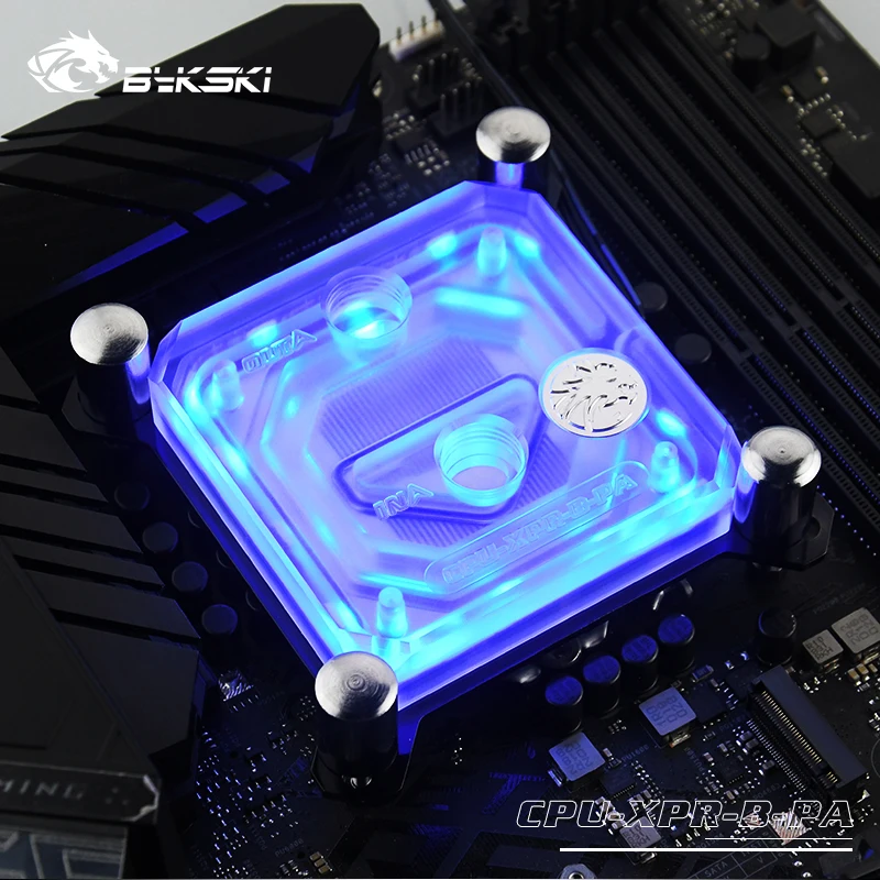 Günstige Bykski CPU Wasser Block verwenden für INTEL LGA1150 1151 1155 1156 2011X99 Transparent RGB unterstützung 5V 3PIN GND Header zu Motherboard