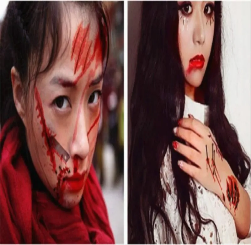 

3D Terror Halloween Funny Fake Scar Film Special Effect Latex Prop Makeup Scar Stick Scar Hot Wound Stick