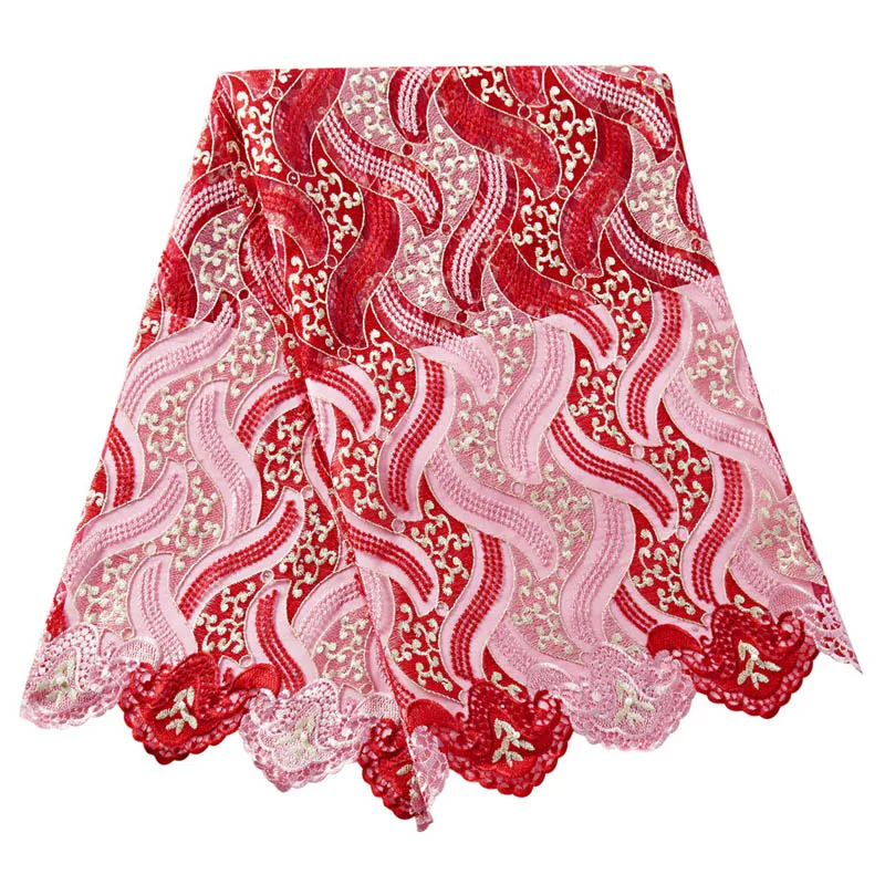

Red Embroidered French Mesh Tull Lace Fabric 2019 Quality African Lace Fabric With Stone Nigerian Net Lace Fabric For Wedding
