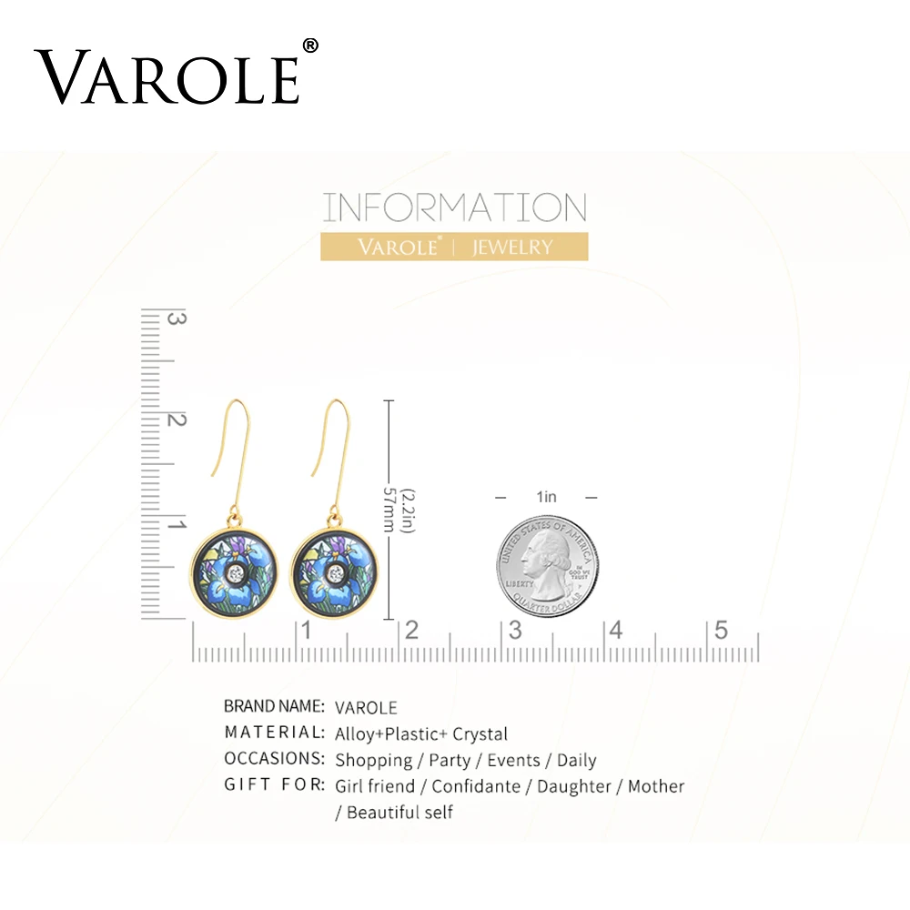 VAROLE, цветные длинные висячие серьги для женщин, этнические богемные золотые серьги с принтом, Женские Висячие серьги, опт, Brinco