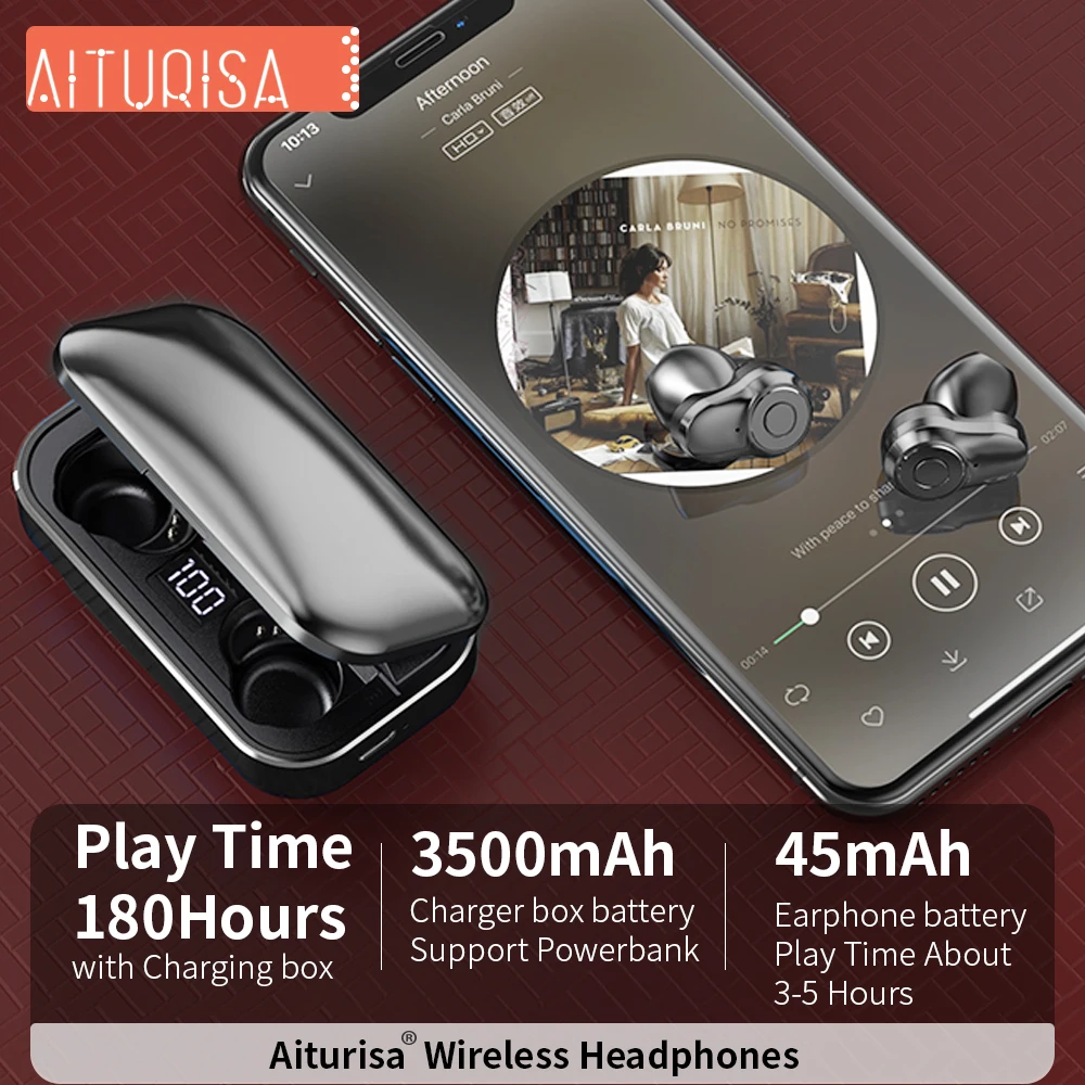 New TWS Bluetooth 5.0 Wireless Earbuds HiFi Sound Earphone IPX7 Waterproof Smart Touch 4 H Music Play With 3500 mAh Charging Box New TWS Bluetooth 5.0 Wireless Earbuds HiFi Sound Earphone IPX7 Waterproof Smart Touch 4 H Music Play With 3500 mAh Charging Box