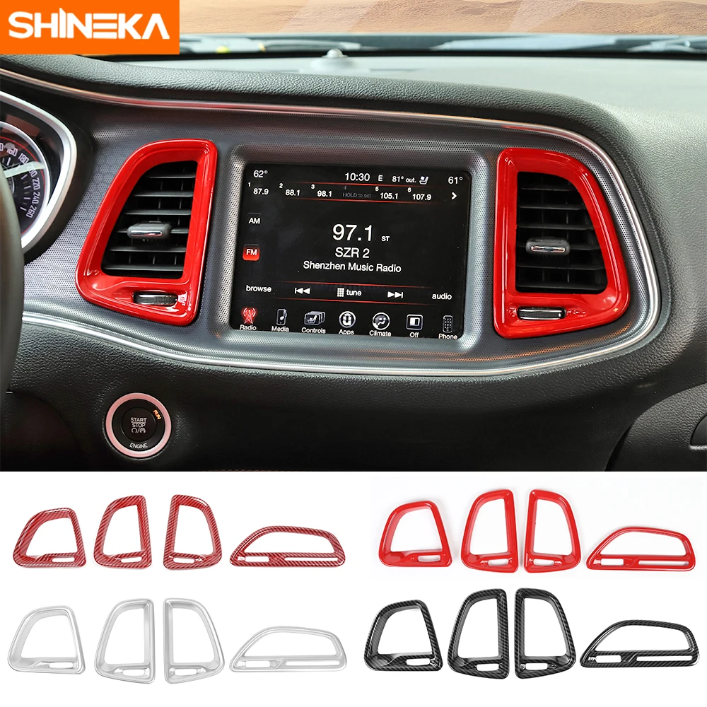 

SHINEKA Car Interior Central Console Air Conditioning Vent Decoration Cover Stickers Accessories for Dodge Challenger 2015+