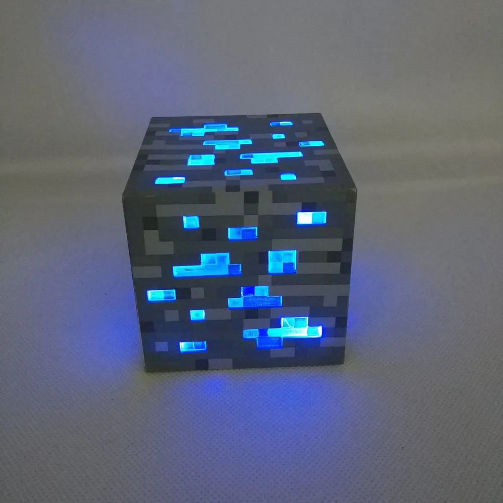 blue ore Красный/синий/золотой/зеленый камень ночной Светильник руды алмаз квадратный Ночной светильник на батарейках сенсорное управление 3 шага яркость - Испускаемый цвет: blue ore