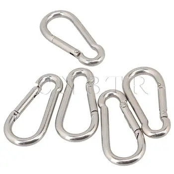 

CNBTR 5pcs Multifunctional Safely Spring Snap Quick Link Lock Ring Carabiner M5 50mm