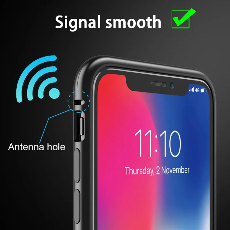 Metal Magnetic Case For iPhone 11 Pro Max X XR XS MAX 8 7 6 6S Plus 360 Tempered Glass Phone Case For iPhone X XR XS 11 Pro MAX