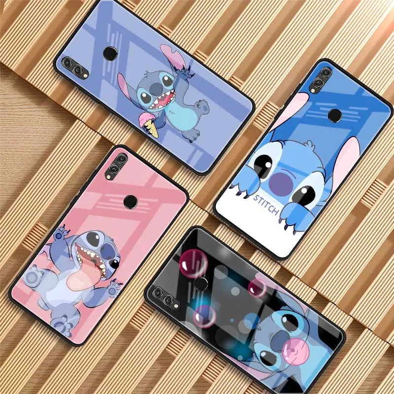 cute cartoon Lilo Stitch Colorful Tempered Glass Phone Case For Huawei P20 P30 lite P20 P30 PRO MATE 20 PRO MATE 20 lite Honor10