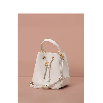 

Bucket Bag New Solid-color Minimalist Draw-rope Handbag One-shoulder Bag Slant Bag Leather Bag Purses and Handbags