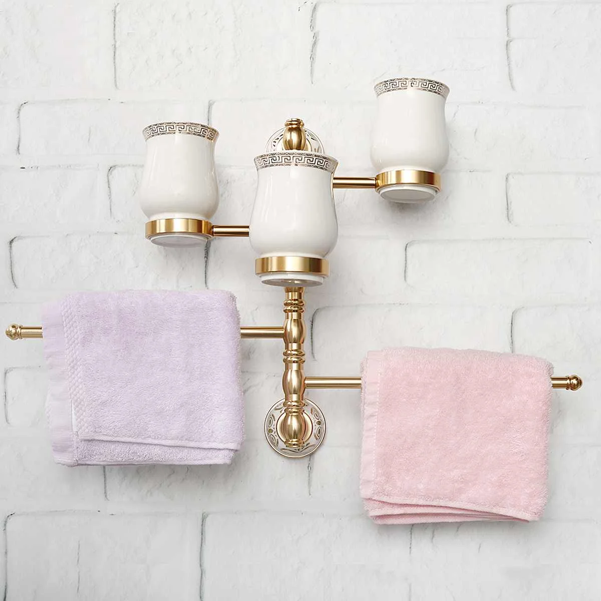 Toothbrush Cup Holder Polished Bathroom Hardware Sets Modern Carved Chrome Bath Towel Rings
