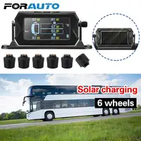 Wireless Solar Digital LCD Alarm Tire Pressure Monitoring System with 6 External Sensors Car RV Truck TPMS