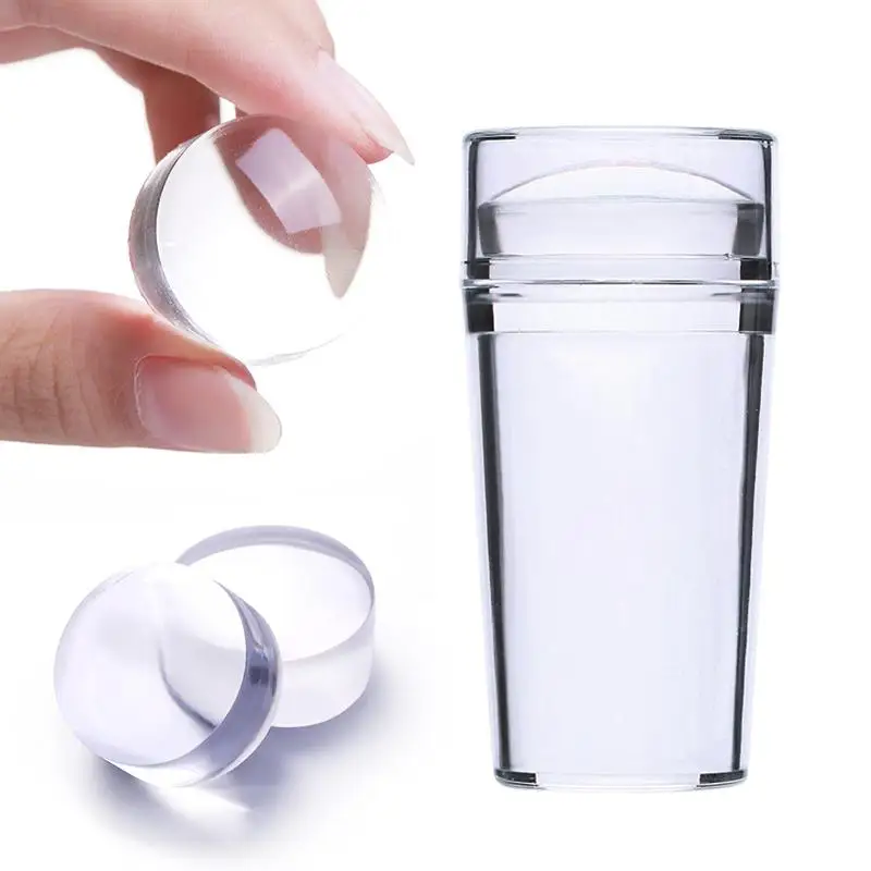 BORN PRETTY Nail Art Templates Clear Jelly Silicone Stamper Enail Stamping Plate Scraper With Cap Transparent Nail Stamper 6