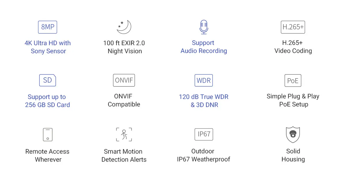 Annke 1 pçs uhd 8mp poe câmera
