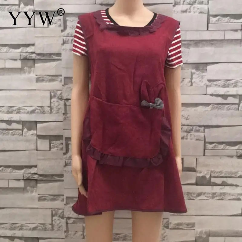 burgundy Aprons For Woman Cooking Apron Kitchen Apron For Hairdresser Adjustable Bib Apron Dress Antifouling Waterproof Delantal - Цвет: burgundy