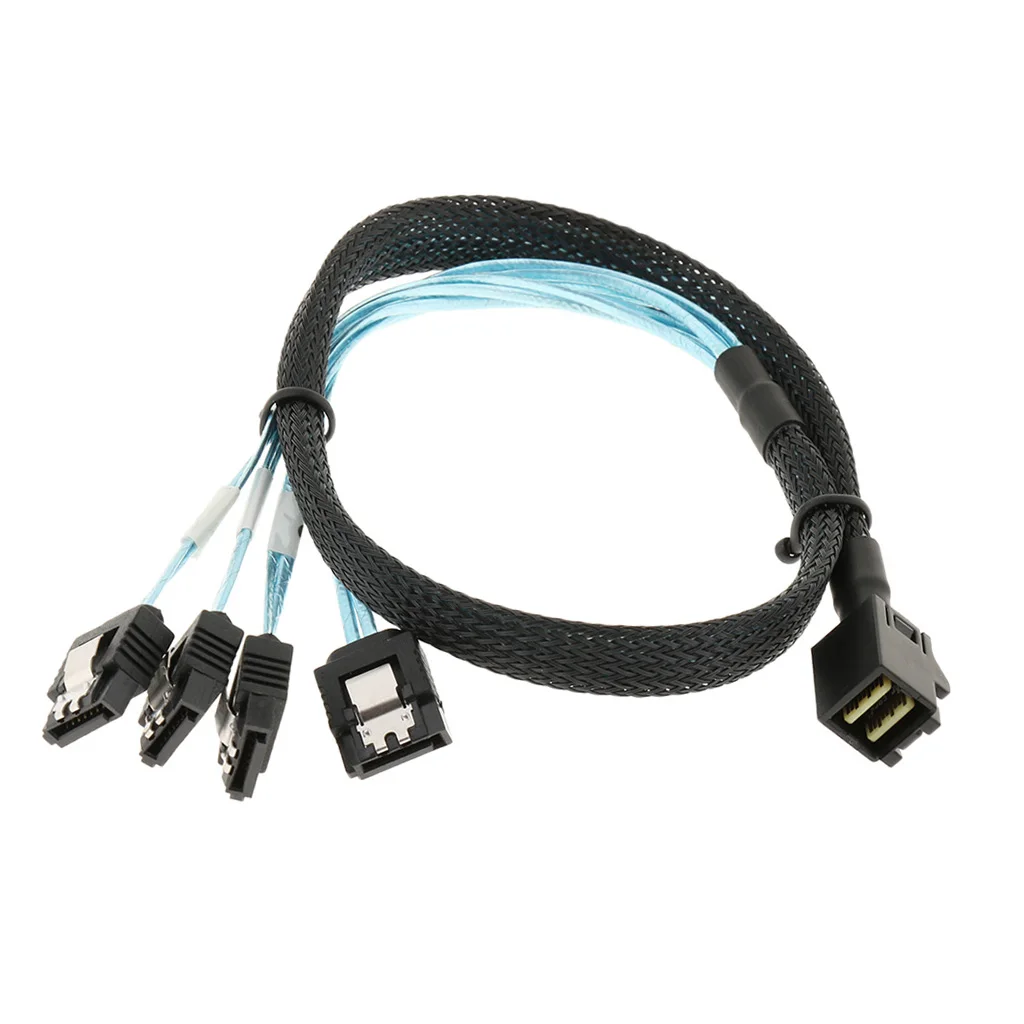 Mini SAS HD (SFF-8643) to 4*SATA Hard Drive Solid State Cable, 1.6Feet/0.5M Mini SAS Male to SATA Female Splitter