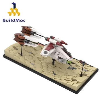 

moc Military Technic Escape Speeder Chase Micro LAAT Fighter Episode Building Blocks Weapon War Chariot Creator Soldiers Kid Toy