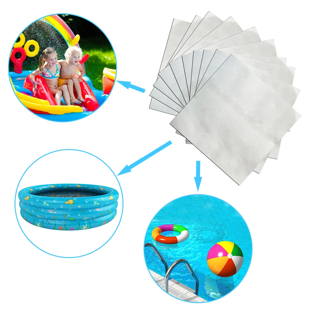 

10PCS/Set Transparent Inflatable Swimming Pool Toy Repair Kit Patches Glue Inflatable Boat 5x5cm Repair Mattress Swim Ring
